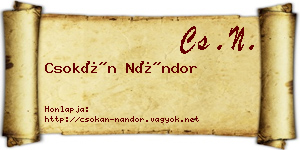 Csokán Nándor névjegykártya
